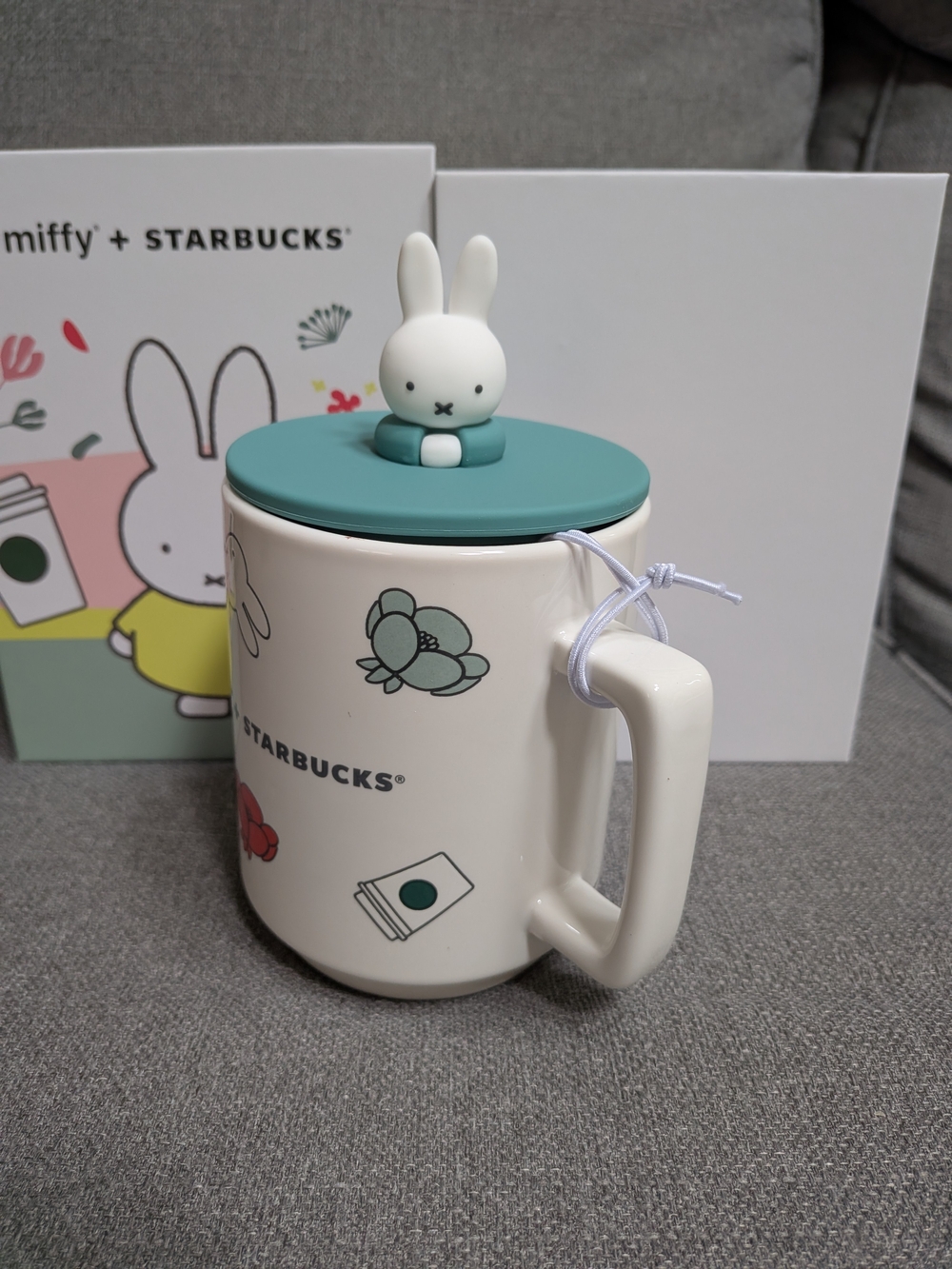 Starbucks x Miffy Ceramic Mug with Bunny Lid - White & Teal BNWT